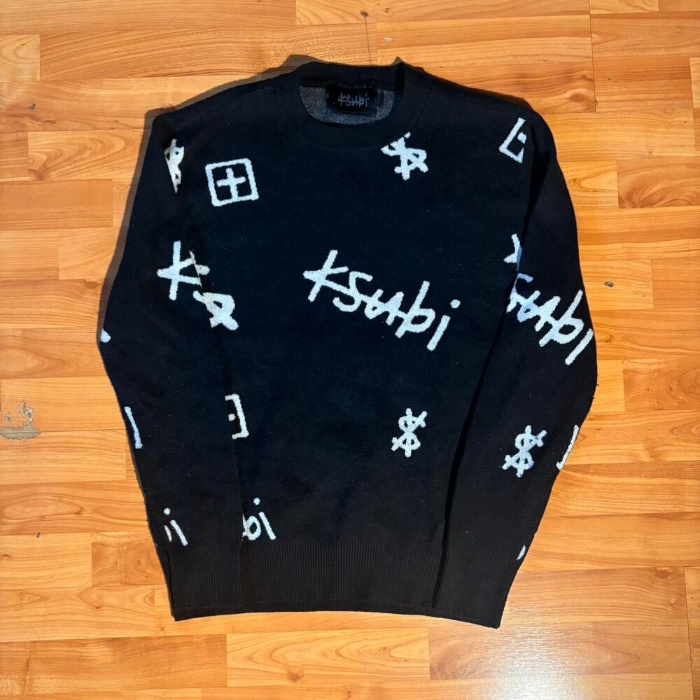 Ksubi Black Sweater White Accents Size M Skater Streetwear Y2K